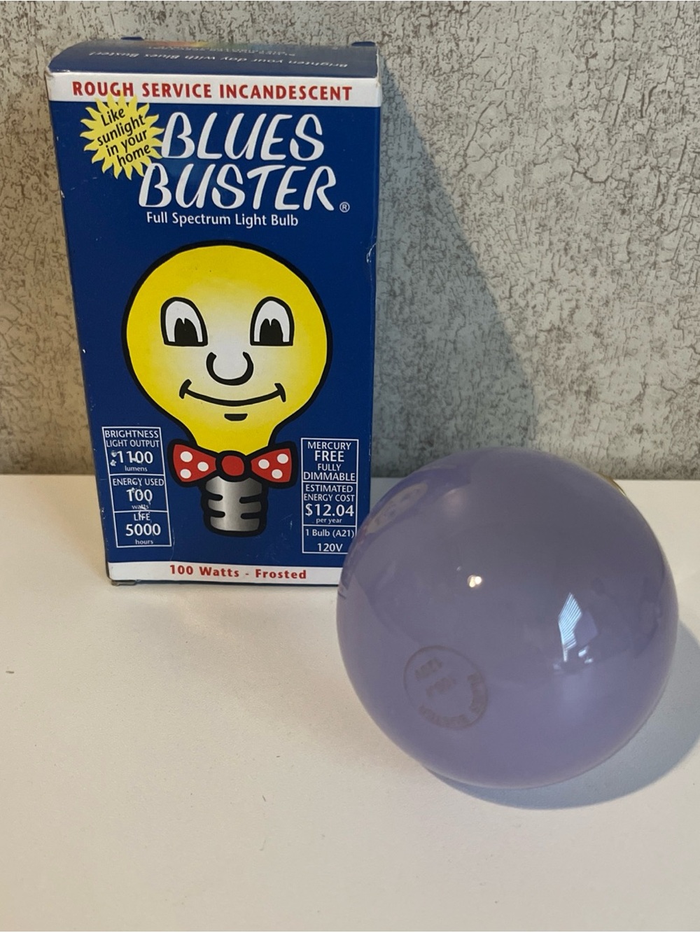 Blues Buster Full Spectrum Light Bulb 100 Watt Frosted Incandescent Dimmable 2